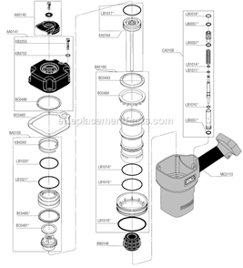 Part Location Diagram of BA0159 Senco Firing Valve Assembly