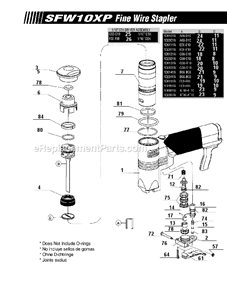 Page A Diagram and Parts List for  Senco Nailer