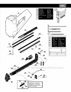 Page B Diagram and Parts List for  Senco Nailer