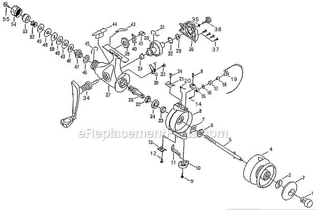 Page A Diagram and Parts List for  Shakespeare Spinning Reels
