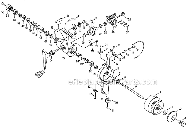 Page A Diagram and Parts List for  Shakespeare Spinning Reels