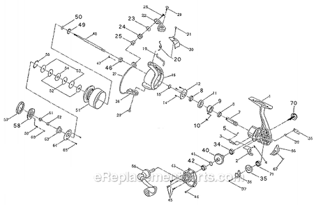 Page A Diagram and Parts List for  Shakespeare Baitcast Reels