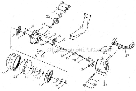 Page A Diagram and Parts List for  Shakespeare Spincast Reels