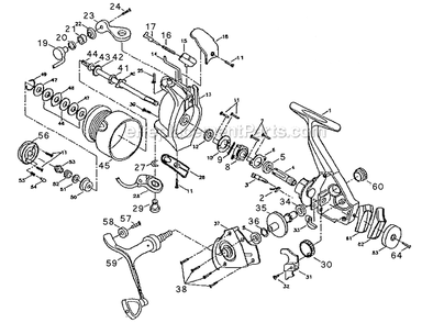 Page A Diagram and Parts List for  Shakespeare Baitcast Reels