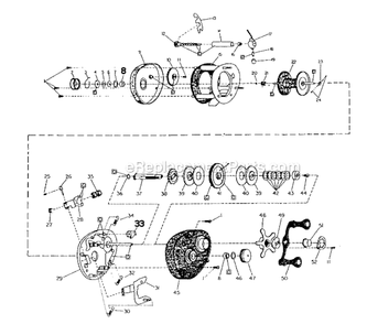 Page A Diagram and Parts List for  Shakespeare Baitcast Reels
