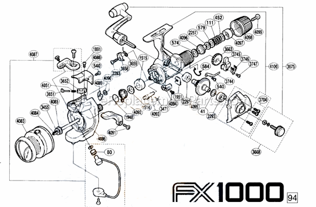 Page A Diagram and Parts List for 94-23 Shimano Spinning Reels