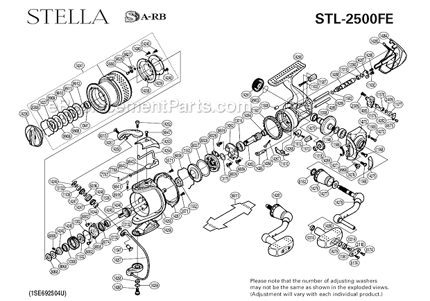 Page A Diagram and Parts List for  Shimano Spinning Reels