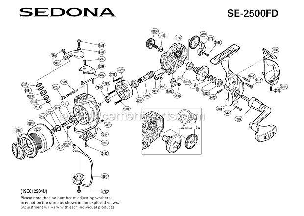 Page A Diagram and Parts List for  Shimano Spinning Reels