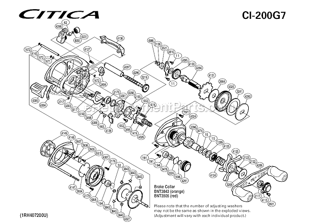Page A Diagram and Parts List for  Shimano Baitcast Reels