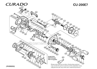 Page A Diagram and Parts List for  Shimano Baitcast Reels