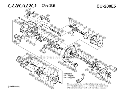 Part Location Diagram of BNT3907 Shimano Handle Assembly