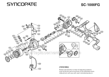 Part Location Diagram of 104NX Shimano Handle Screw Lock