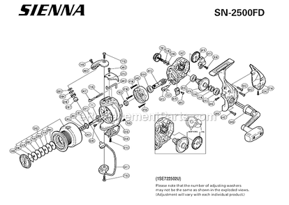 Part Location Diagram of RD13436 Shimano Handle Assembly