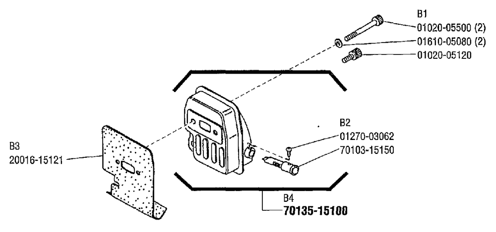 Muffler Diagram and Parts List for 2000303 - 9999999 Shindaiwa Trimmer
