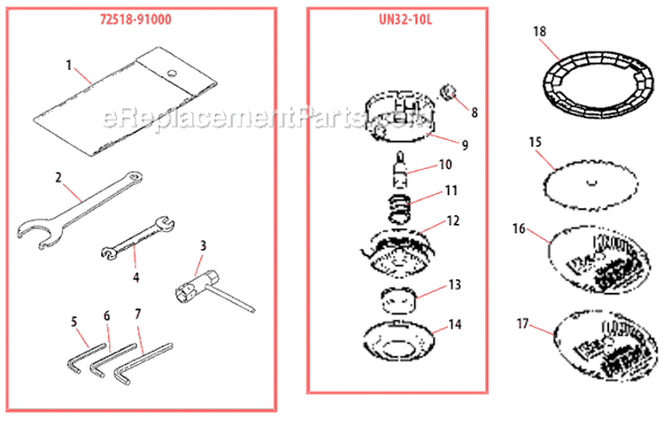 Page K Diagram and Parts List for  Shindaiwa Brush Cutter
