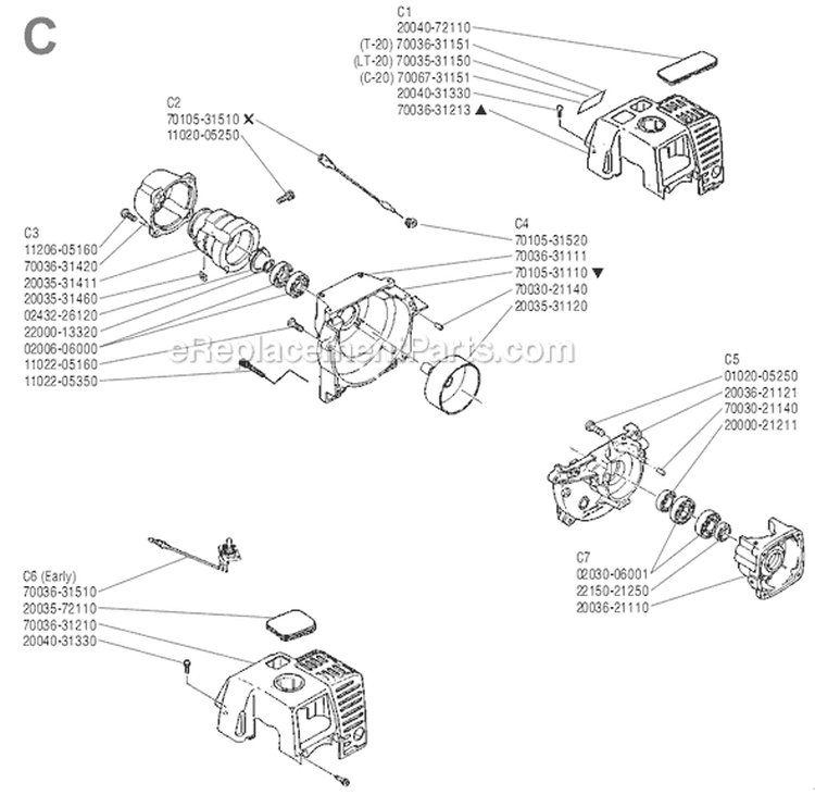 Page C Diagram and Parts List for  Shindaiwa Brush Cutter