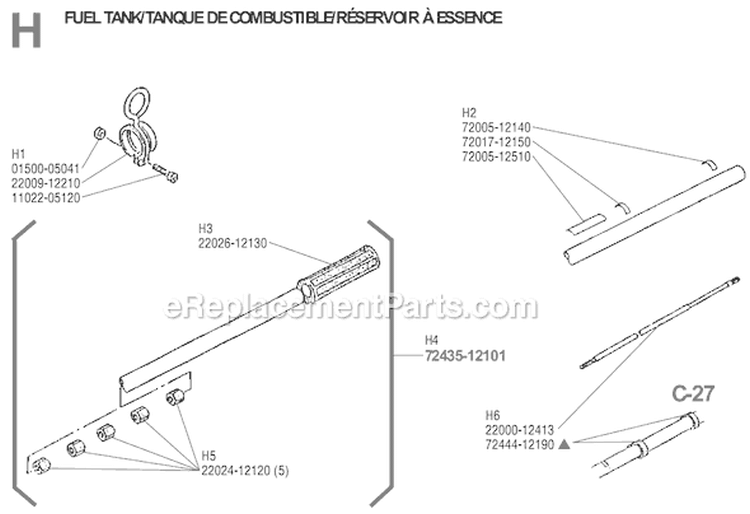 Page H Diagram and Parts List for  Shindaiwa Brush Cutter
