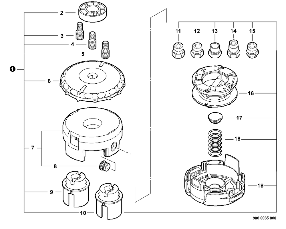 Speed-Feed 400 Trimmer Head Diagram and Parts List for 99922201707 Shindaiwa Trimmer