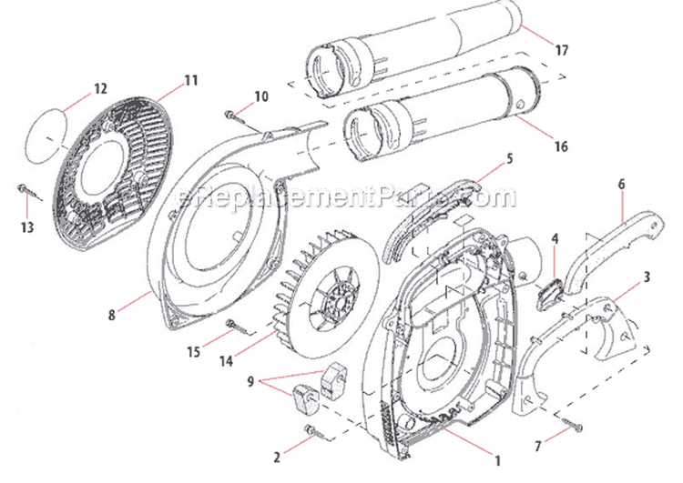 Page D Diagram and Parts List for  Shindaiwa Leaf Blower / Vacuum