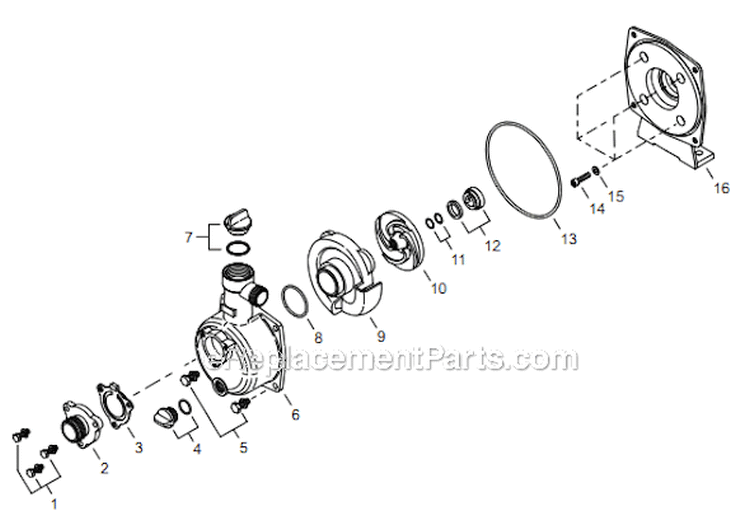 Page M Diagram and Parts List for T16011001001 - T16011999999 Shindaiwa Water Pump