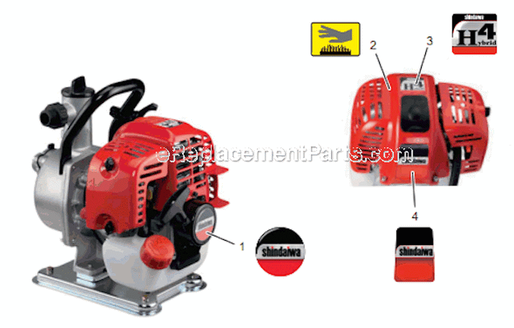 Page N Diagram and Parts List for T16011001001 - T16011999999 Shindaiwa Water Pump