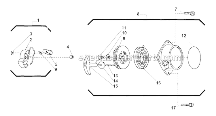 Starter Diagram and Parts List for  Shindaiwa Edger