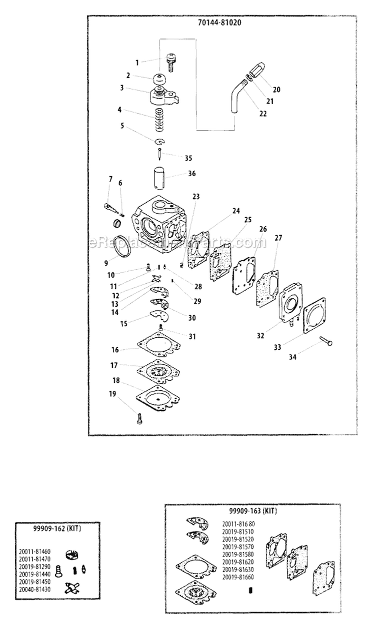 Carburetor - EPA and CARB Changes Diagram and Parts List for  Shindaiwa Edger