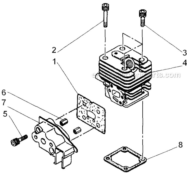 Cylinder Diagram and Parts List for  Shindaiwa Edger