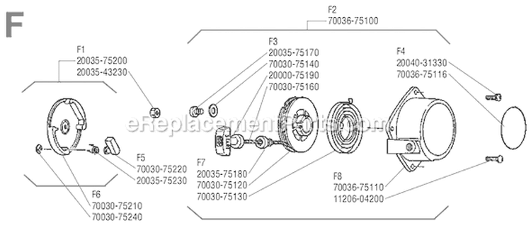 Page F Diagram and Parts List for  Shindaiwa Trimmer