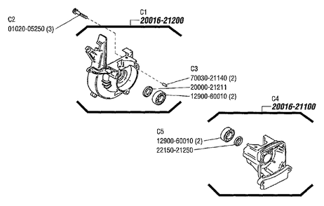 Crankcase Diagram and Parts List for 2000303 - 9999999 Shindaiwa Trimmer