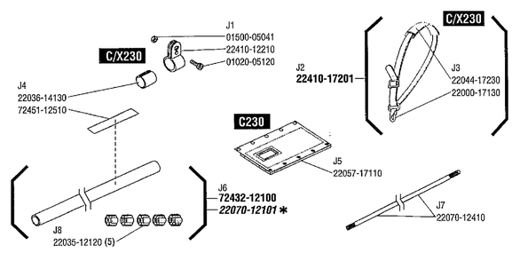 Outer Tube Diagram and Parts List for 2000303 - 9999999 Shindaiwa Trimmer
