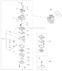 Part Location Diagram of A021001970 Shindaiwa Carburetor Assembly