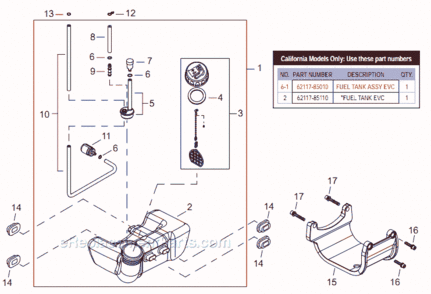 F - Fuel Tank Diagram and Parts List for  Shindaiwa