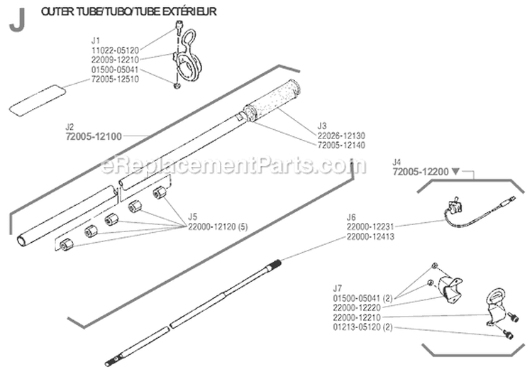 Page J Diagram and Parts List for  Shindaiwa Trimmer