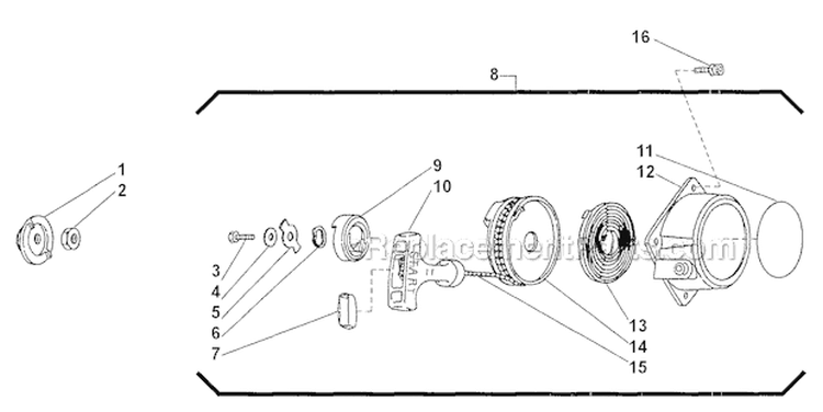 Starter Diagram and Parts List for 2000303 and Up Shindaiwa Trimmer