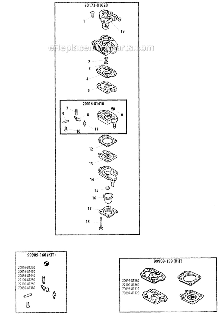 Carburetor - EPA and CARB Changes Diagram and Parts List for 2000303 and Up Shindaiwa Trimmer