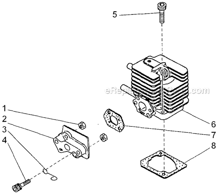Cylinder Diagram and Parts List for 2000303 and Up Shindaiwa Trimmer