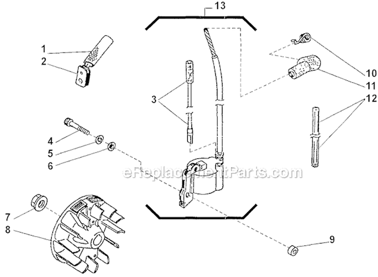 Flywheel Diagram and Parts List for 2000303 and Up Shindaiwa Trimmer