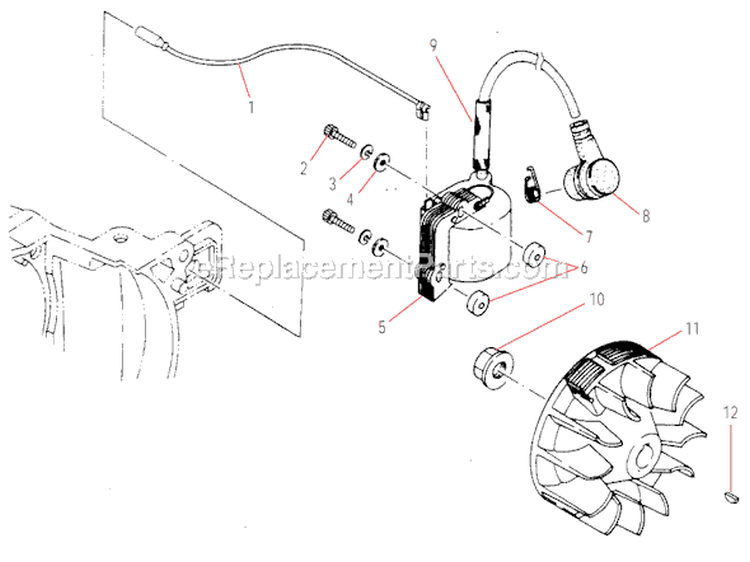 Flywheel, Ignition Diagram and Parts List for  Shindaiwa Trimmer