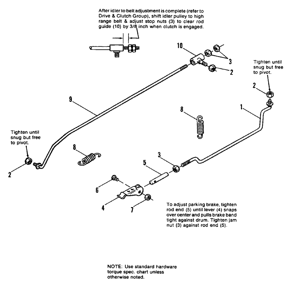 Brake Linkage Group Diagram and Parts List for 1690475 Simplicity Lawn Tractor