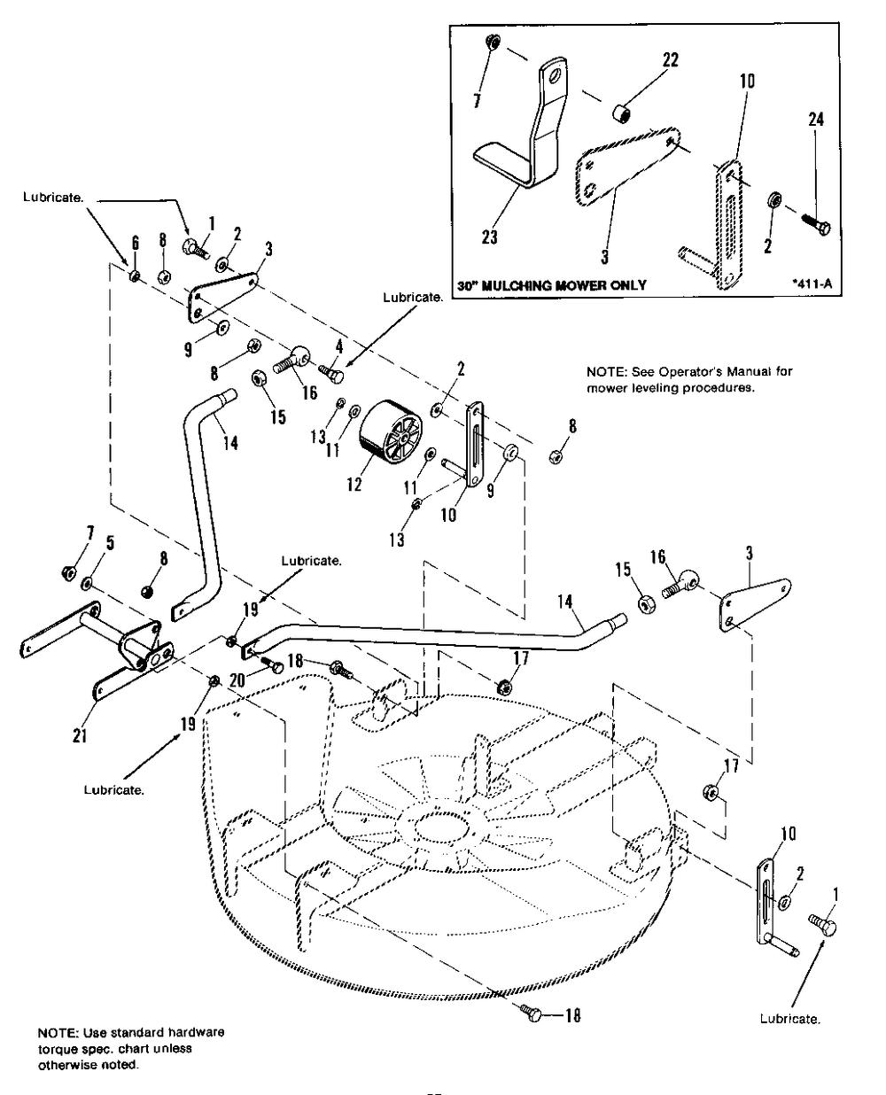 30-Inch Linkage And Roller Support Group Diagram and Parts List for 1690566 Simplicity Lawn Tractor