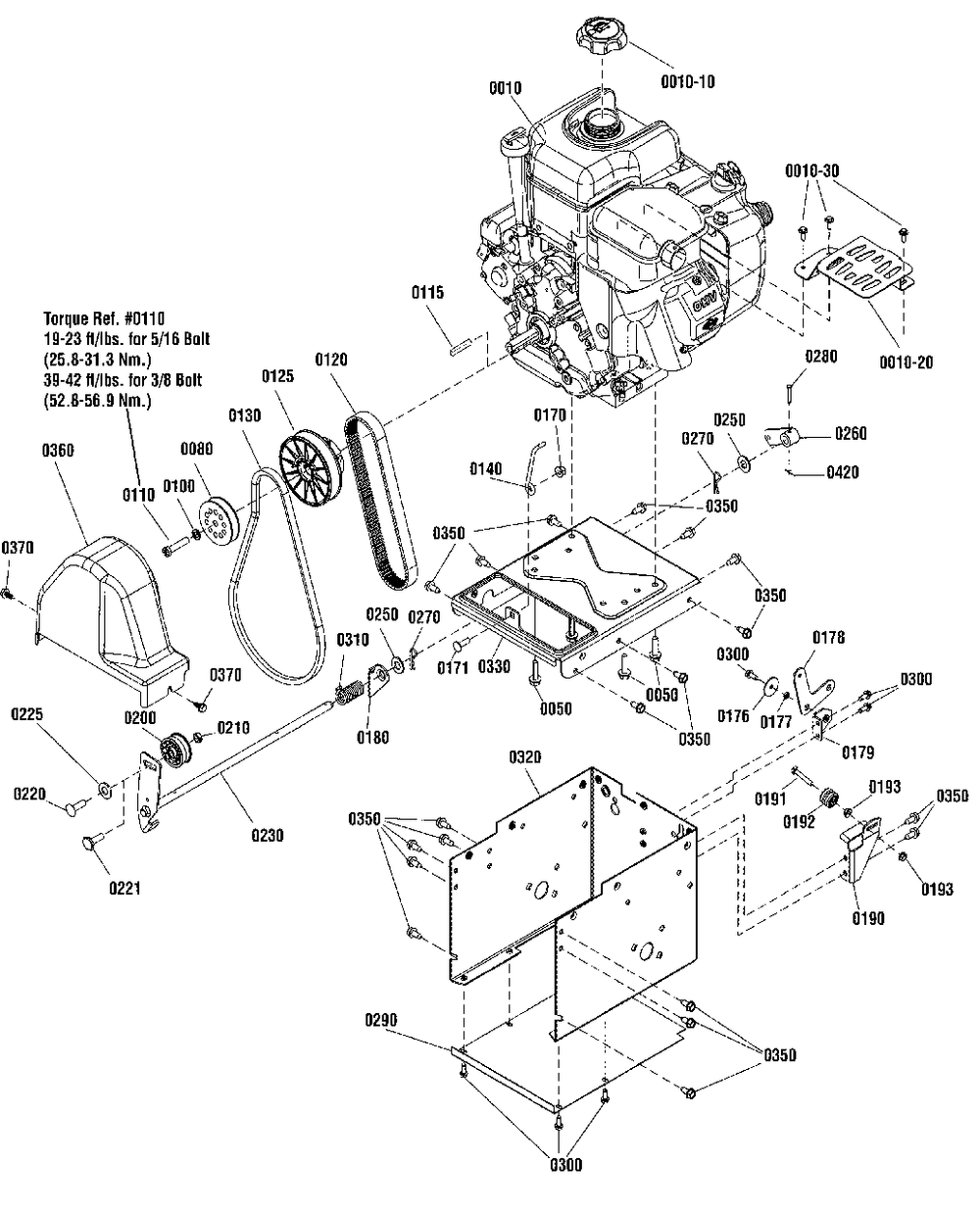 Engine And Frame Group - 11.5tp Diagram and Parts List for 1696235-02 Simplicity Snow Blower