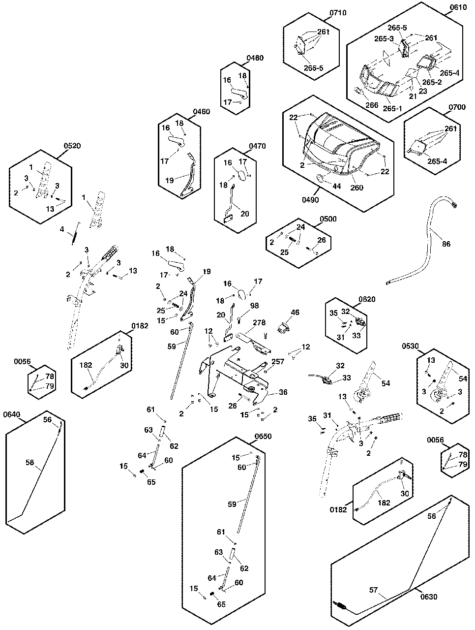 Controls Group Diagram and Parts List for 1696819-00 Simplicity Snow Blower