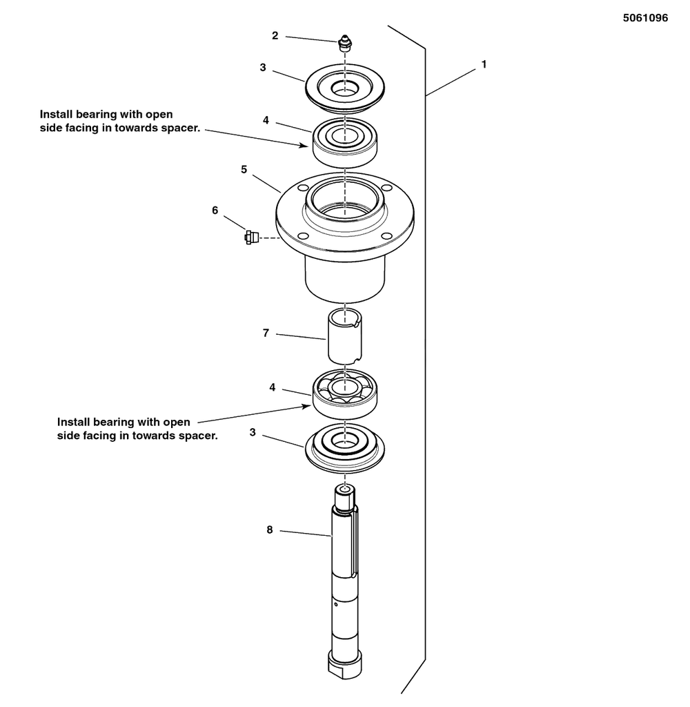 Spindle Service Parts - 5061096sm Diagram and Parts List for  Simplicity Lawn Tractor