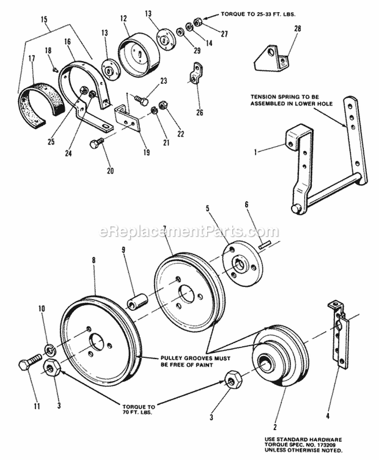 Transmission Brake Drive  Control Group (7010  7016) Diagram and Parts List for  Simplicity Lawn Tractor