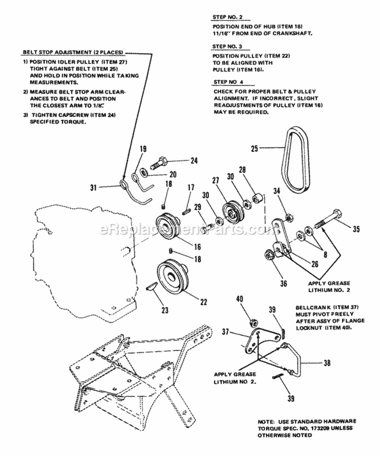 Frame Engine  Drive Group (1003) - Diagram 2 Diagram and Parts List for  Simplicity Tiller