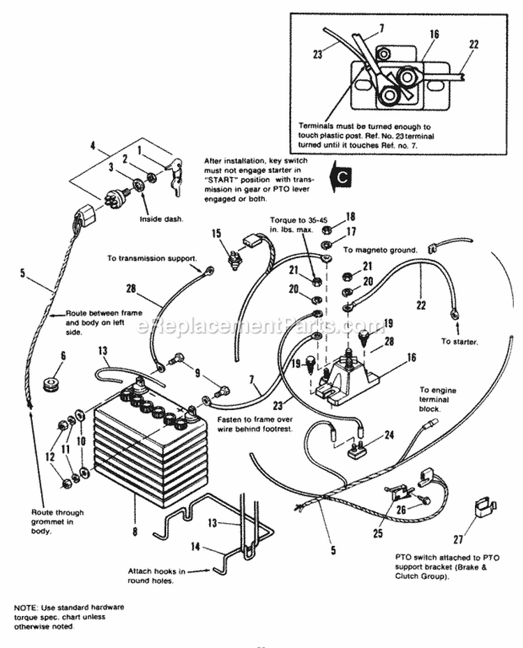 Electrical Group - Electric Start (Later Models) Diagram and Parts List for  Simplicity Lawn Tractor