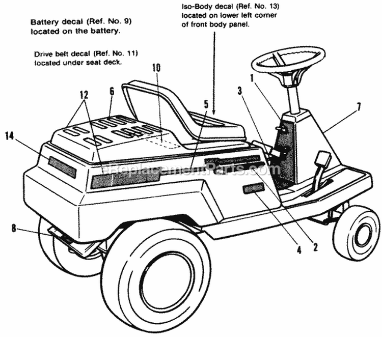 Decal Group Diagram and Parts List for  Simplicity Lawn Tractor