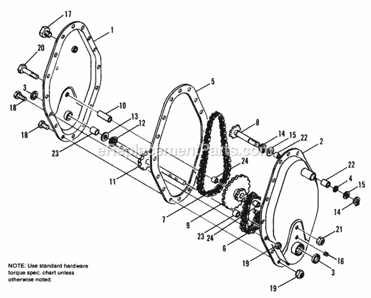 Chain Case Diagram and Parts List for  Simplicity Tiller