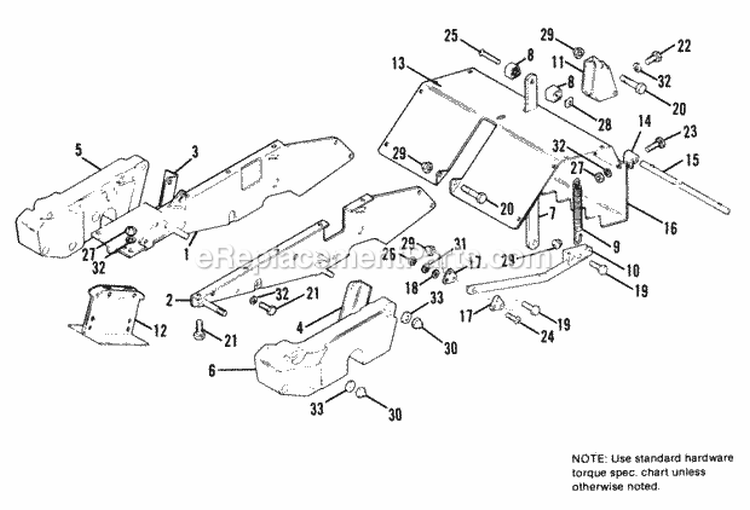 Frame And Tine Shield - SN 4004-C1-500 And Below Diagram and Parts List for  Simplicity Tiller